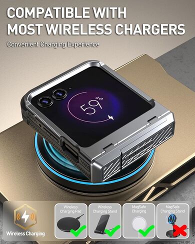 Poetic Spartan Case for Motorola Moto Razr 2024,[Kickstand][Hinge Protection][20FT Mil-Grade Drop Tested], Full-Body Rugged Shockproof Protective Cover with Kickstand, Metallic Gun Metal in Saudi Arabia