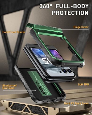Poetic Spartan Case for Motorola Moto Razr 2024,[Kickstand][Hinge Protection][20FT Mil-Grade Drop Tested], Full-Body Rugged Shockproof Protective Cover with Kickstand, Metallic Gun Metal in Saudi Arabia