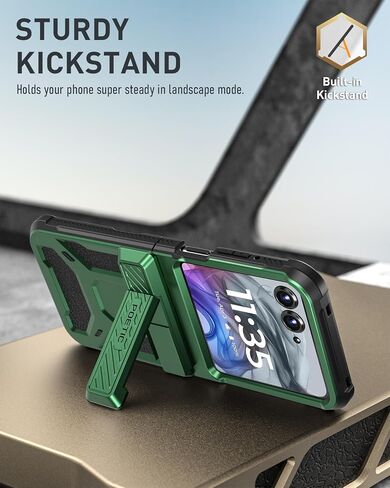 Poetic Spartan Case for Motorola Moto Razr 2024,[Kickstand][Hinge Protection][20FT Mil-Grade Drop Tested], Full-Body Rugged Shockproof Protective Cover with Kickstand, Metallic Gun Metal in Saudi Arabia