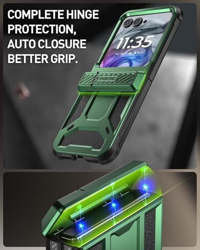 Poetic Spartan Case for Motorola Moto Razr 2024,[Kickstand][Hinge Protection][20FT Mil-Grade Drop Tested], Full-Body Rugged Shockproof Protective Cover with Kickstand, Metallic Gun Metal in Saudi Arabia