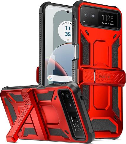 Poetic Spartan Case for Motorola Moto Razr 2024,[Kickstand][Hinge Protection][20FT Mil-Grade Drop Tested], Full-Body Rugged Shockproof Protective Cover with Kickstand, Metallic Gun Metal in Saudi Arabia