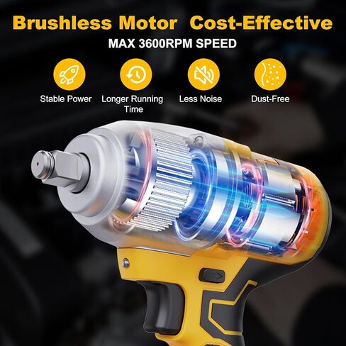 Mowis Cordless Impact Wrench 1/2 Inch 20V 400Nm Brushless Power Impact Gun, 2200rpm Speed, 4.0Ah Li-ion Battery, 4 Impact Sockets, Fast Chargers, Tool Box in Saudi Arabia