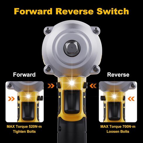 Mowis Cordless Impact Wrench 1/2 Inch 20V 400Nm Brushless Power Impact Gun, 2200rpm Speed, 4.0Ah Li-ion Battery, 4 Impact Sockets, Fast Chargers, Tool Box in Saudi Arabia