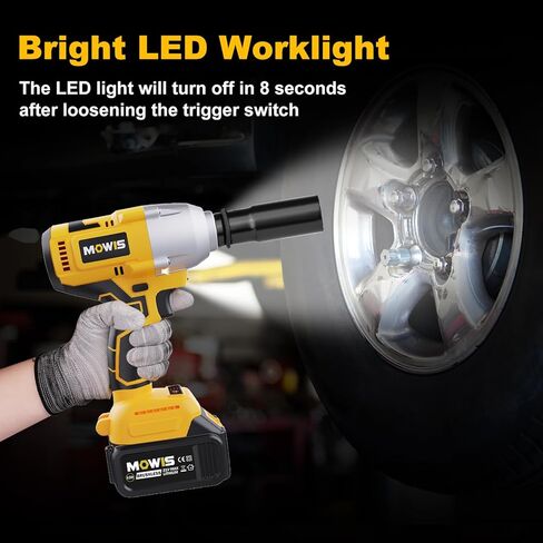 Mowis Cordless Impact Wrench 1/2 Inch 20V 400Nm Brushless Power Impact Gun, 2200rpm Speed, 4.0Ah Li-ion Battery, 4 Impact Sockets, Fast Chargers, Tool Box in Saudi Arabia