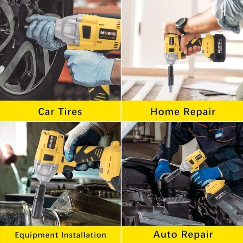 Mowis Cordless Impact Wrench 1/2 Inch 20V 400Nm Brushless Power Impact Gun, 2200rpm Speed, 4.0Ah Li-ion Battery, 4 Impact Sockets, Fast Chargers, Tool Box in Saudi Arabia