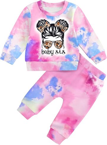 NAPU Baby Girl Clothes, Tie Dye Girls Sweatsuit Set Long Sleeve 2 Piece Baby Girls Tracksuit Toddler Fall Outfits for Girls in Saudi Arabia