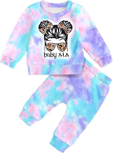 NAPU Baby Girl Clothes, Tie Dye Girls Sweatsuit Set Long Sleeve 2 Piece Baby Girls Tracksuit Toddler Fall Outfits for Girls in Saudi Arabia