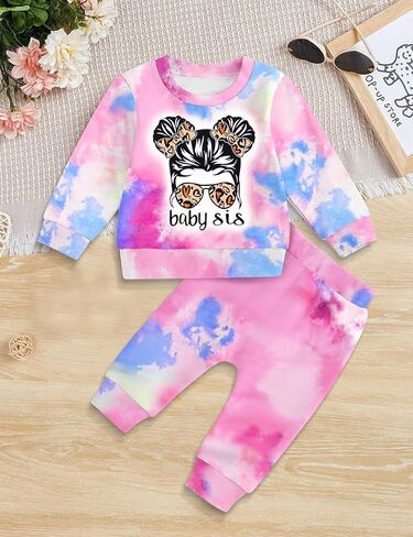 NAPU Baby Girl Clothes, Tie Dye Girls Sweatsuit Set Long Sleeve 2 Piece Baby Girls Tracksuit Toddler Fall Outfits for Girls in Saudi Arabia