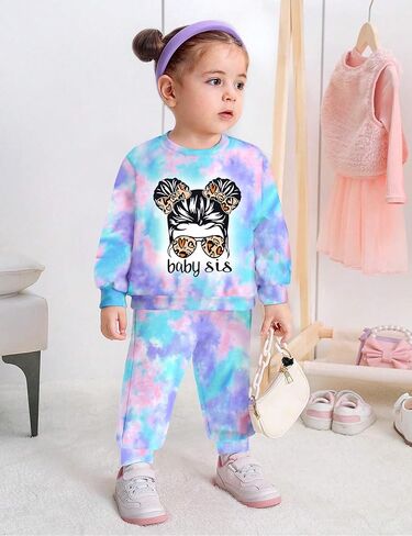 NAPU Baby Girl Clothes, Tie Dye Girls Sweatsuit Set Long Sleeve 2 Piece Baby Girls Tracksuit Toddler Fall Outfits for Girls in Saudi Arabia