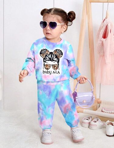 NAPU Baby Girl Clothes, Tie Dye Girls Sweatsuit Set Long Sleeve 2 Piece Baby Girls Tracksuit Toddler Fall Outfits for Girls in Saudi Arabia