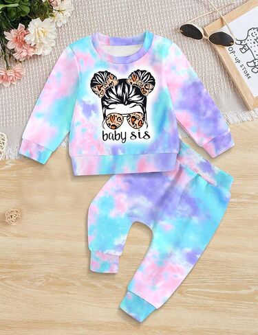 NAPU Baby Girl Clothes, Tie Dye Girls Sweatsuit Set Long Sleeve 2 Piece Baby Girls Tracksuit Toddler Fall Outfits for Girls in Saudi Arabia