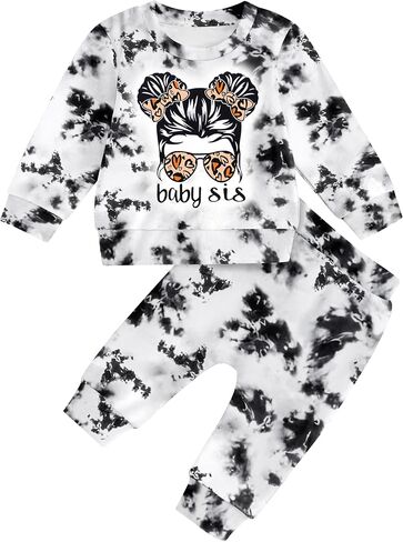 NAPU Baby Girl Clothes, Tie Dye Girls Sweatsuit Set Long Sleeve 2 Piece Baby Girls Tracksuit Toddler Fall Outfits for Girls in Saudi Arabia