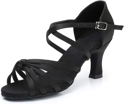 حذاء HIPPOSEUS للسيدات للرقص اللاتيني أسود مفتوح عند الأصابع لقاعة الرقص السالسا، 8 B(M) US in Kuwait