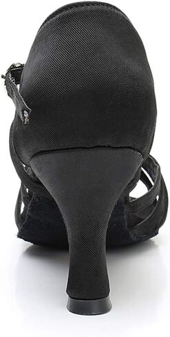 حذاء HIPPOSEUS للسيدات للرقص اللاتيني أسود مفتوح عند الأصابع لقاعة الرقص السالسا، 8 B(M) US in Kuwait