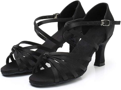 حذاء HIPPOSEUS للسيدات للرقص اللاتيني أسود مفتوح عند الأصابع لقاعة الرقص السالسا، 8 B(M) US in Kuwait