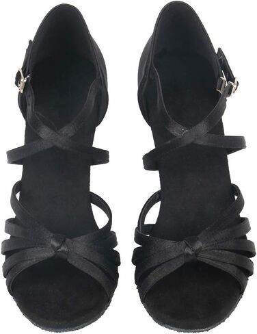 حذاء HIPPOSEUS للسيدات للرقص اللاتيني أسود مفتوح عند الأصابع لقاعة الرقص السالسا، 8 B(M) US in Kuwait