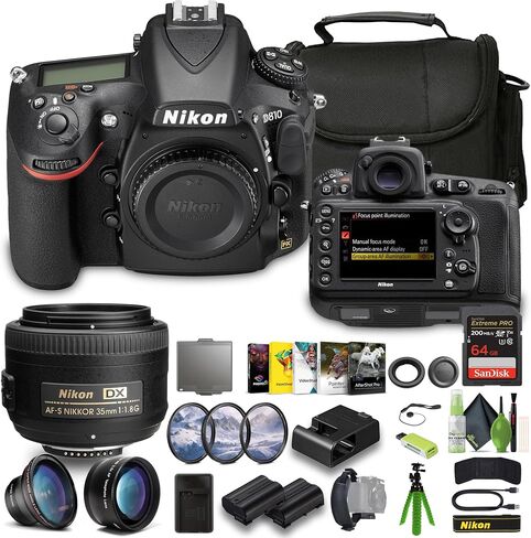 كاميرا Nikon D850 FX-Format الرقمية SLR + بطارية EN-EL15C + بطاقة Extreme PRO سعة 64 جيجابايت + ملحق عدسة واسعة الزاوية + عدسة Telephoto + برنامج تحرير الصور + عدسة Nikon AF-S DX 35 مم f/1.8G + المزيد in Saudi Arabia