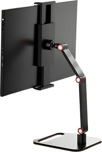 Portable Monitor/Tablet/iPad Clamp Holder Stand - 360° Degree Swivel, Heavy-Duty Base - Fits 12-17.3 Inch Screens (Double Arm) in Saudi Arabia