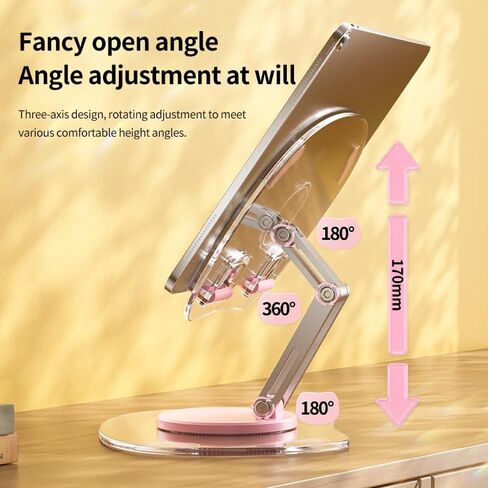 Aluminium Alloy Foldable Rotation Tablet Stand & Phone Stand Adjustable Holder Universal Colorful Holder (yellow) in Saudi Arabia