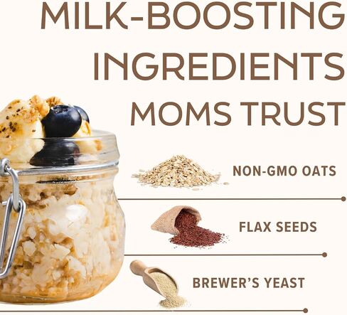 Lacsnac Variety Pack Lactation Overnight Oats (6 Count) - Lactation Supplement for Nursing Moms made with Whole Grain Oats, Flax Seeds, and Brewer’s Yeast, Promotes Lactation & Healthy Breast Milk Supply, GMO-free, Vegan, Gluten-free in Saudi Arabia