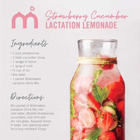 Munchkin® Milkmakers® Lactation Drink Mix Supplement with B Vitamins/Collagen/Fenugreek & Milk Thistle for Breastfeeding Moms, Berry Lemonade, 14 Count in Saudi Arabia