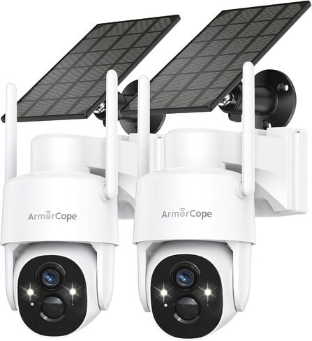 2Pack 2K HD Solar Security Cameras Wireless Outdoor, 360° PTZ View Outdoor Cameras for Home Security,Color Night Vision with Spotlight, 2-Way Audio,Motion Alarm, IP65 Waterproof in Saudi Arabia