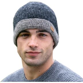 Crochet Turn-Up Beanie Cap for Men