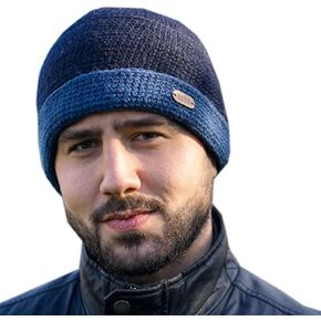 Crochet Turn-Up Beanie Cap for Men