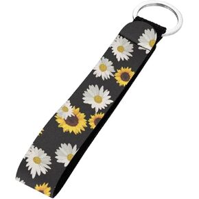 Blue Galaxy Print Neoprene Wristlet Keychain Lanyard for Women,Chapstick Holder Keychain with Keyring