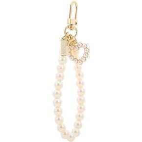 Galepromot 1Pc Women's Imitation Pearl Chain, Golden Car Key Chain Backpack Key Pendant Accessories Key Ring Charm Gifts, Love Heart Car Keychain, Women's Keyrings and Keychains