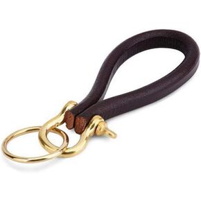 1 Pack Upscale Leather Keychain Elegant Handmade Car Key Chain with Brass Horseshoe Buckle D Ring and Key Ring Handmade Key Chain Strap to Organize Keys Coffee-tone Strap