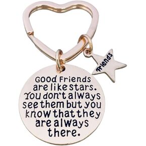 Infinity Collection Friend Keychain, Rose Gold Good Friends Are Like Stars Heart Keychain- Friend Jewelry for Women