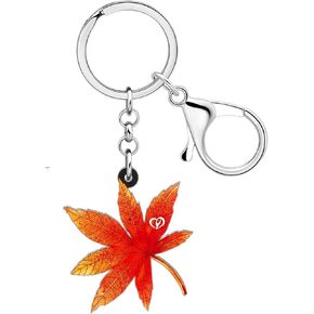 Acrylic Autumn Maple Leaf Keychains Keyrings Fall Plant Accessories for Women Girls Bag Car Purse Charms