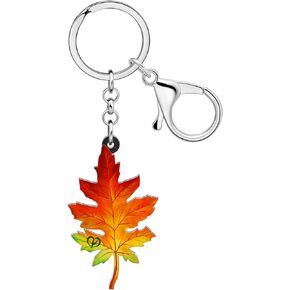 Acrylic Autumn Maple Leaf Keychains Keyrings Fall Plant Accessories for Women Girls Bag Car Purse Charms