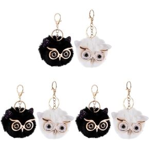 BESTOYARD 3 Pack Owl Faux Fur Owl Ball Keychain Cute ball keyring Owl Pendant Keyring Pom Keychain Handbag Purse Jewellry Holder Keyring Backpack Pendants