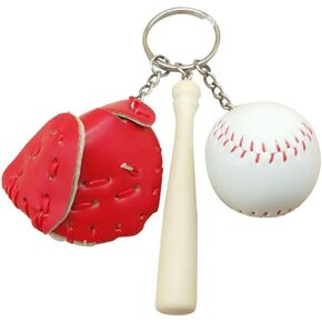 Kisangel Mini Baseball Keychains Softball Gloves Bat Key Chain Sports Pendant for Souvenir Decorative (Black)