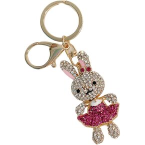 ABOOFAN Bunny Keychain Crystal Rhinestone Rabbit Keychain Bag Pendant Handbag Charm for Women Girls