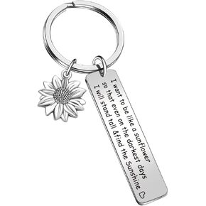 JIUSHUN Sunflower Lover Keychain Motivational Keychain Positive Keychain Inspirational Keyring BFF Keyring