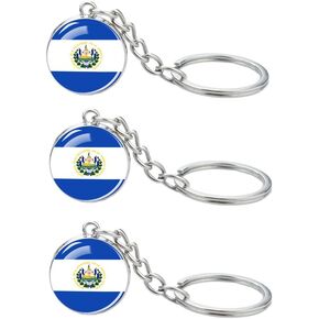 3 Pcs El Salvador Flag Key Chain,Cool Keychain for Car Keys, Stainless Steel Keyrings & Keychains,Used for Home Decoration, Jewelry Hanging Decorations.