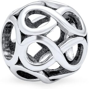 Red Silver Round I Love You Word Filigree Hearts Valentine Couples Love Knot Infinity Charm Bead For Women Teen .925 Sterling Silver Fits European Charm Bracelet