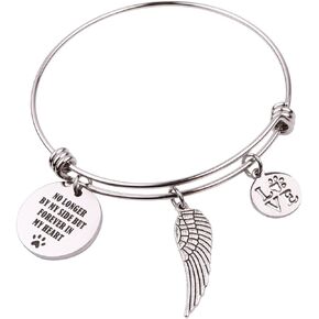 REEBOOO Pet Memorial Gift  Loss of Pet Bracelet No Longer by My Side but Forever in My Heart