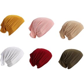 6 Pieces Women Under Scarf Hat Cap Bonnet Hijab Islamic Neck Cover Muslim Under Scarf Hijab Cap
