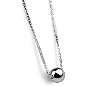 H&Beautimer 925 Sterling Silver Italian Handmade Box Chain Necklace for Women - Minimalist Ball Pendant Necklace 18'' - Charm Teen Girls Jewelry - Mother's Day Birthday Gift