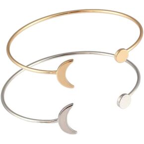 YINLI 2 Pack Simple Cuff Bracelet Bangle Stretch Bracelets for Women Girls