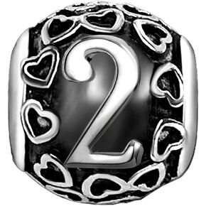 عدد القلب 0 1 2 3 4 5 6 7 8 9 سنوات كعكة عيد ميلاد النساء الخرز Charms ل أساور العمة زوجة أمي أخت نانا مجوهرات in Kuwait