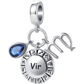 DWJSu Zodiac 12 Constellation Charm Horoscope Sign Astrology Birthday Birthstone Charms For Pandora Charm Bracelets Necklac