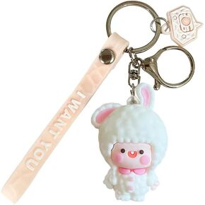 PIXEZO Cute Keychain for Women Gift - Anime Keychain with Charm Cartoon, Keychain Ring for Car Key Ring for Girls