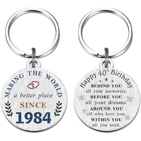 Happy 40th Birthday Gifts, Born in 1984 Birthday Keychain, 40 Year Old Men Women Birthday Gifts, 1984 Birthday Present