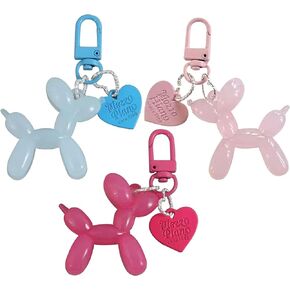 QIKAIDE 3 Pcs Balloon Dog Design Keychain for Women Cute Girls Key Chain Accessories for Car Keys