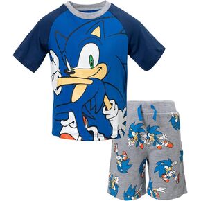 تي شيرت برسومات للأولاد من SEGA Sonic the Hedgehog ومجموعة شورتات تيري فرنسية